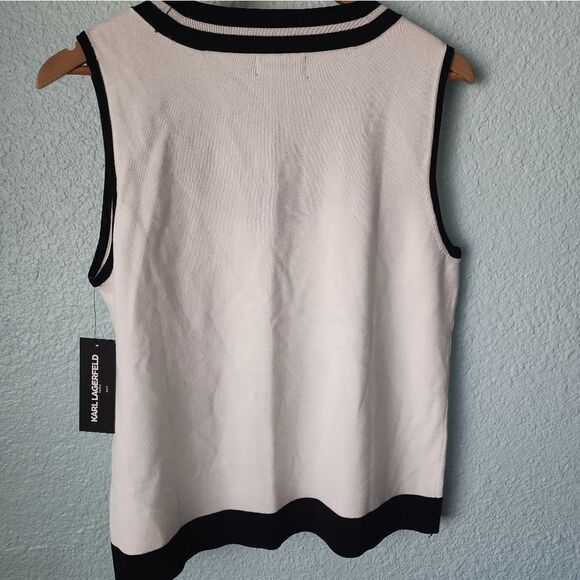Karl Lagerfeld sleveless knit blouse vest minimalist contemporary new with tags - Picture 3 of 7